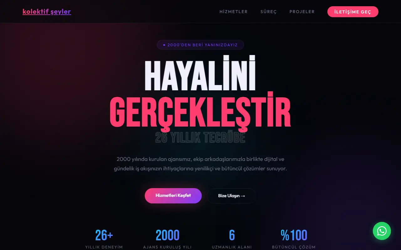 kolektifseyler.com.tr ana sayfası: reklam ajansı sitesi