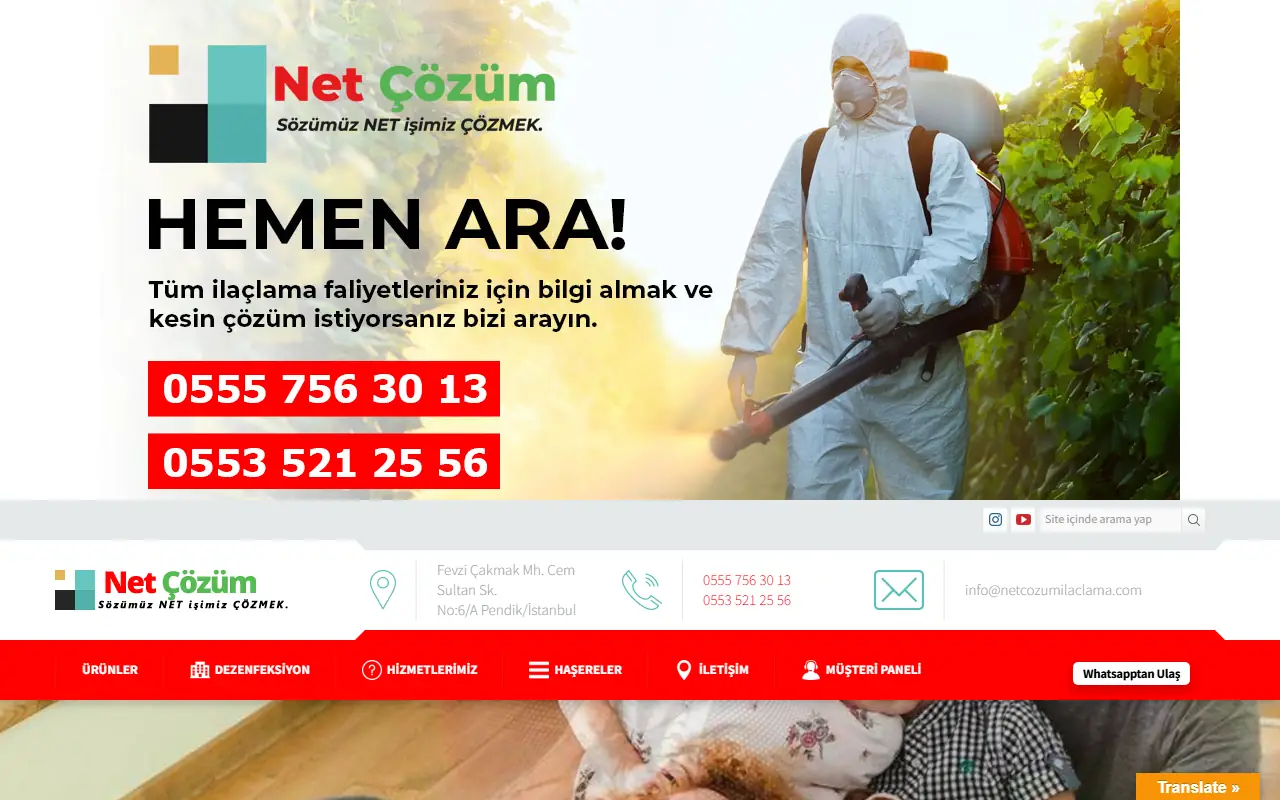netcozumilaclama.com ana sayfası: ilaçlama firması sitesi