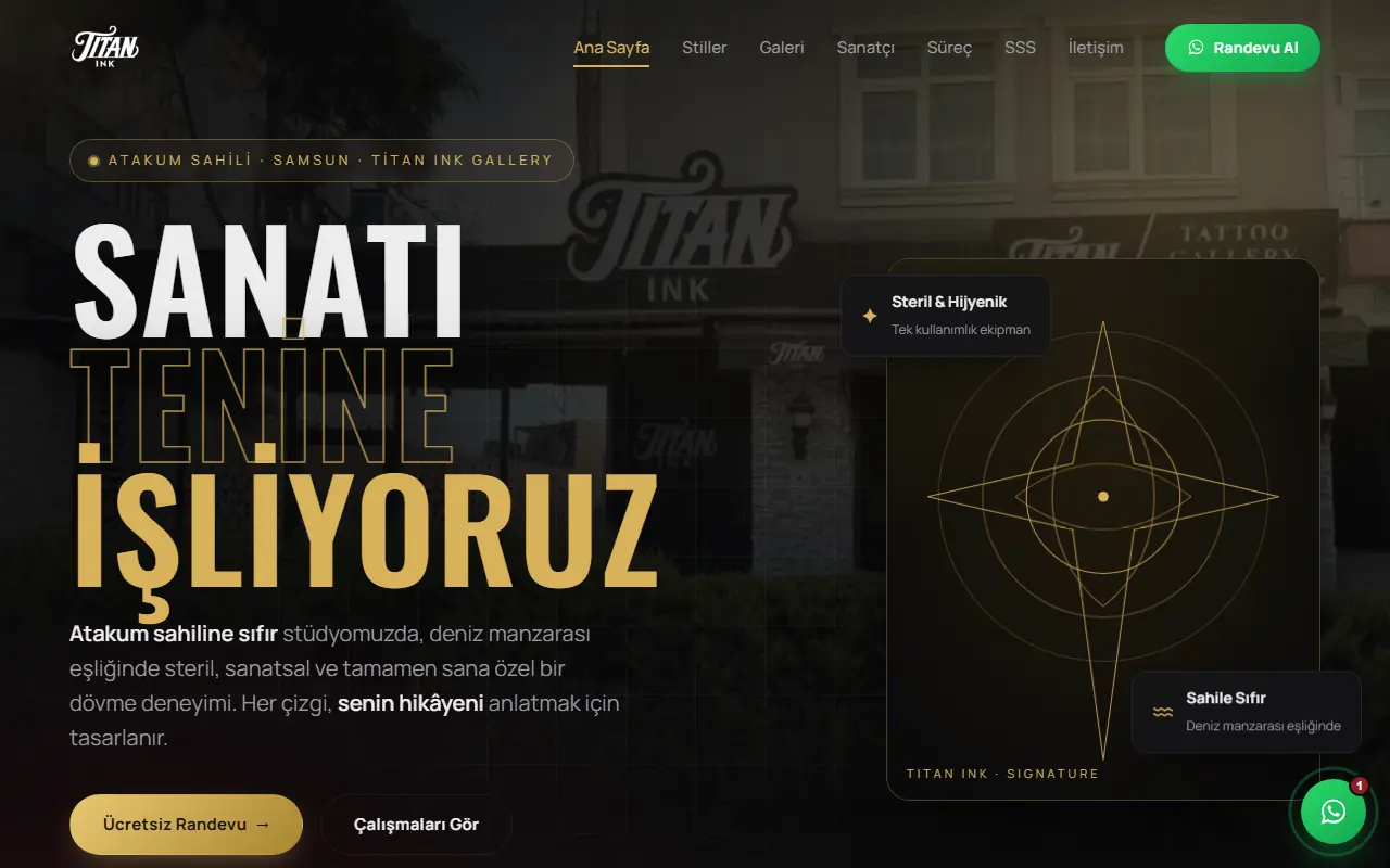 titaninkgallery.com ana sayfası: dövme stüdyosu sitesi